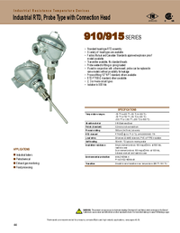 Thumbnail of document Data Sheet - 910/915 Industrial RTD, Probe Type w/ Connection Head